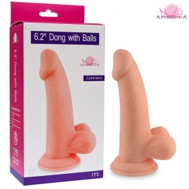 Телесный фаллоимитатор 6" Dong with Balls - 14 см.