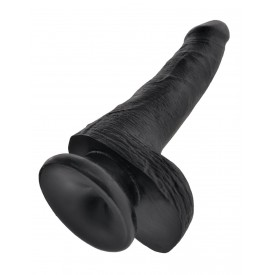 Черный фаллоимитатор с мошонкой и присоской 6" Cock with Balls - 17,8 см.