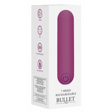 Фиолетовая перезаряжаемая вибропуля 7 Speed Rechargeable Bullet - 7,7 см.